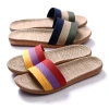 Linen slippers, home couple indoor slippers, wooden floor cotton and linen home anti-slip thick-soled summer cool slippers for men and women Item Picture